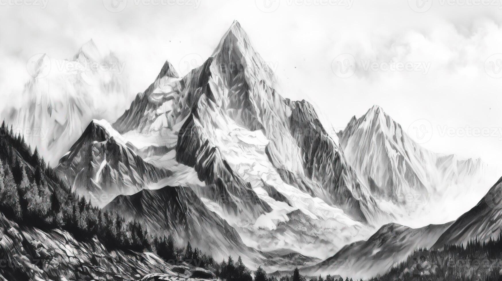 Mountain range black and white illustration of mountain range black and white photo