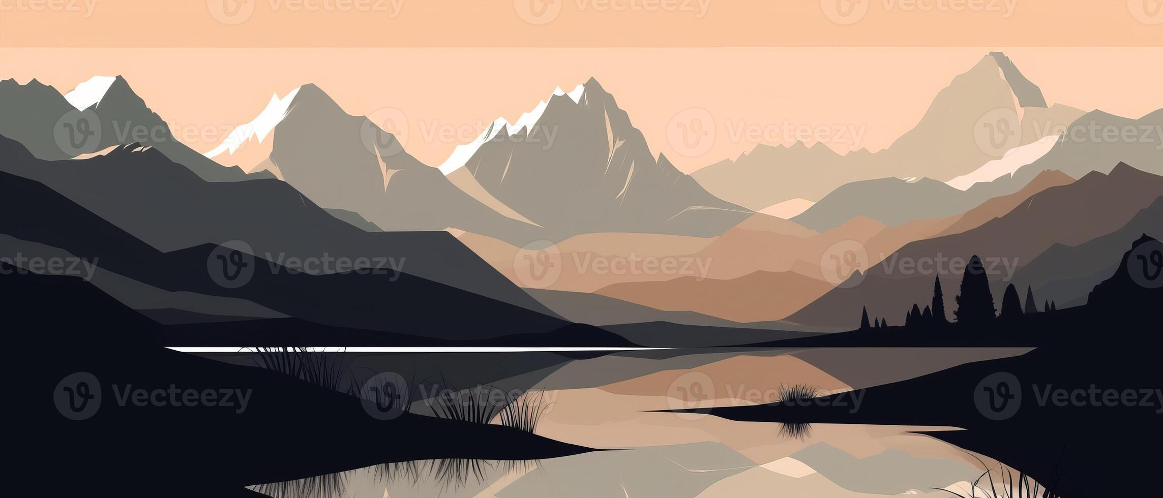 Snow white mountain range silhouette illustration of snow white mountain range silhouette photo