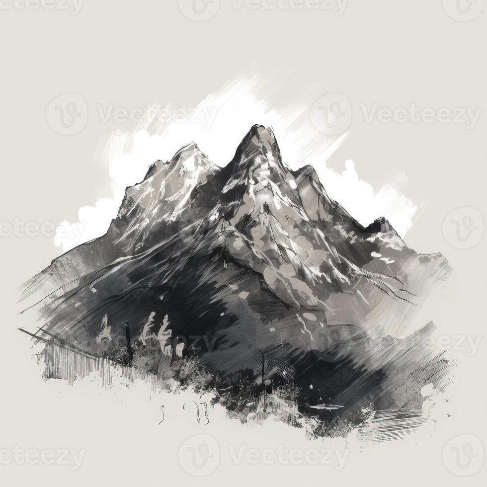 Mountains pencil drawing simple illustration of Mountains pencil drawing simple photo