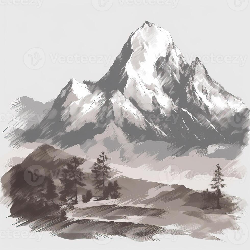 Mountains pencil drawing simple illustration of Mountains pencil drawing simple photo