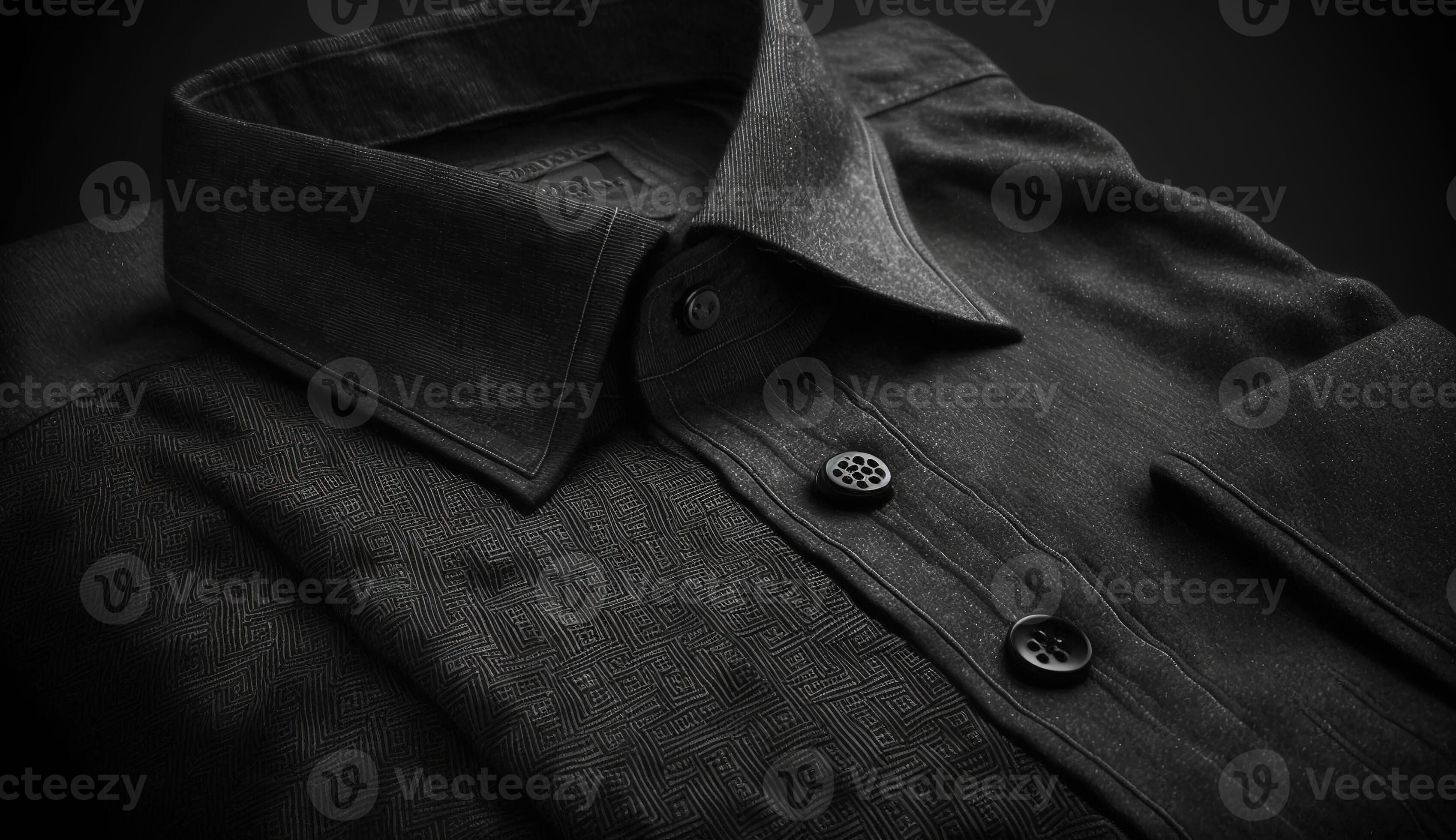Black color shirt texture, stretch fabric background. AI Generated