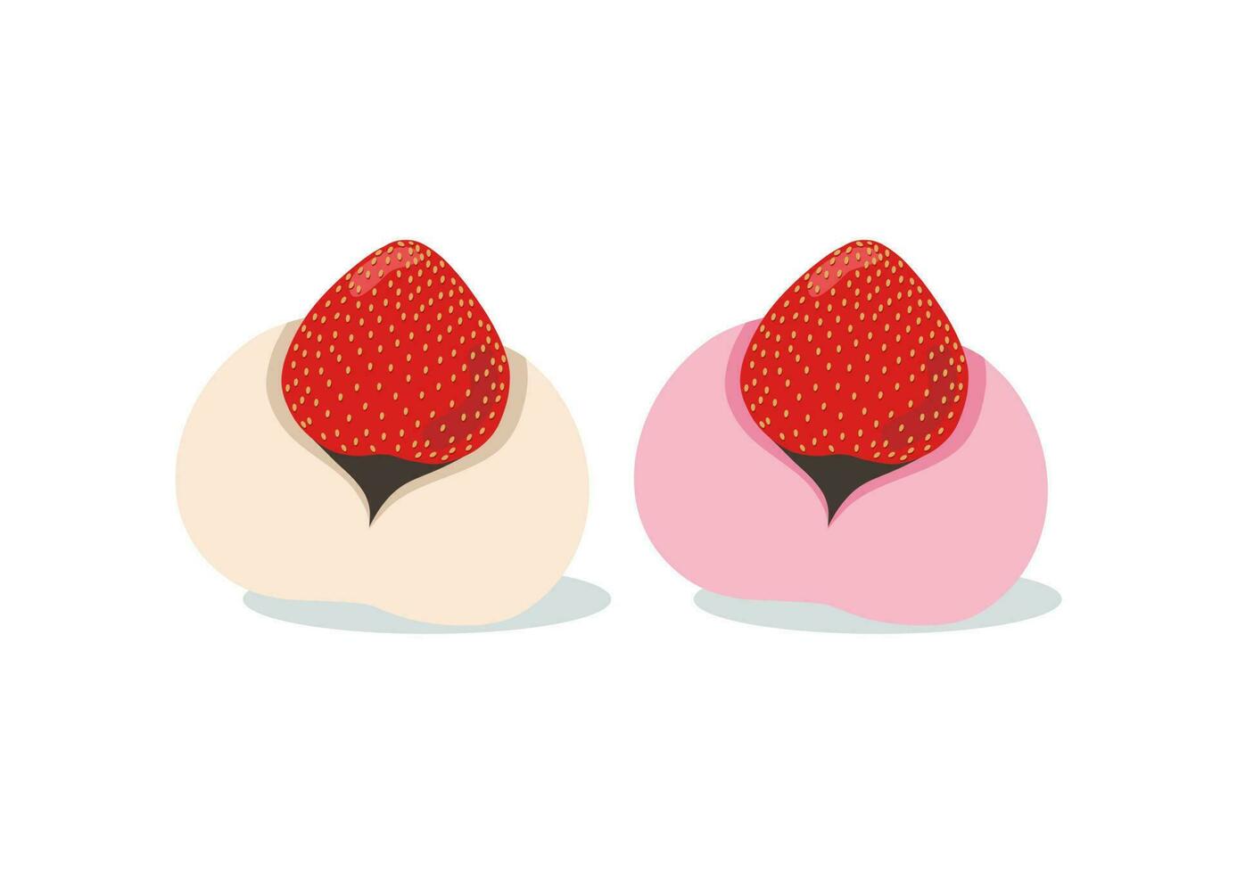 fresa mochi ichigo daifuku wagashi. tradicional japonés postre. asiático dulce alimento. plano vector ilustración.