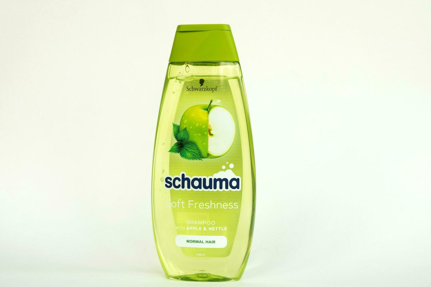 Rome, Italy. April 2023. Shampoo for hair with apple flavor and nettle extract from Schwarzkopf. photo