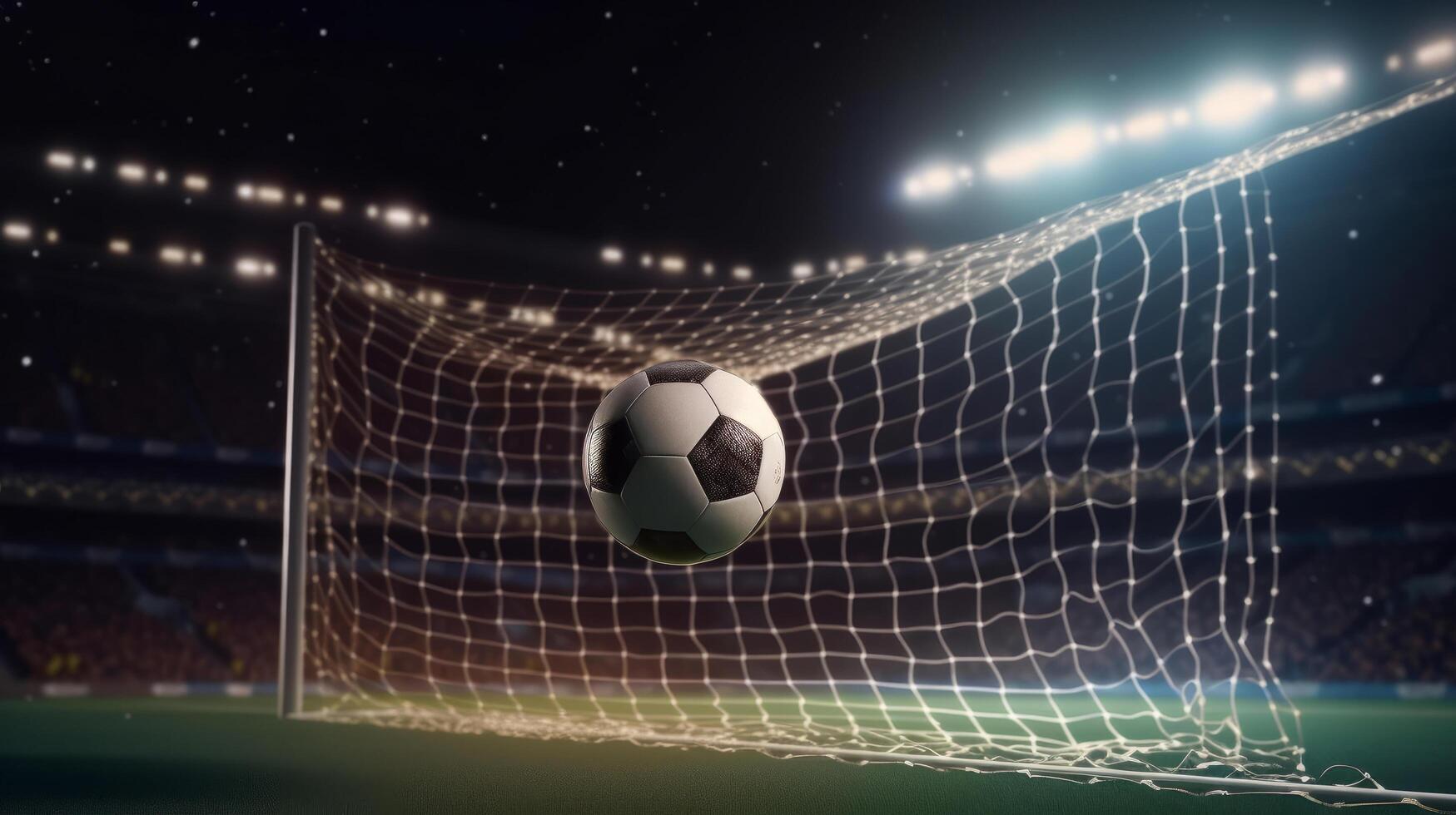 Soccer ball hit the net,success goal concept Illustration photo