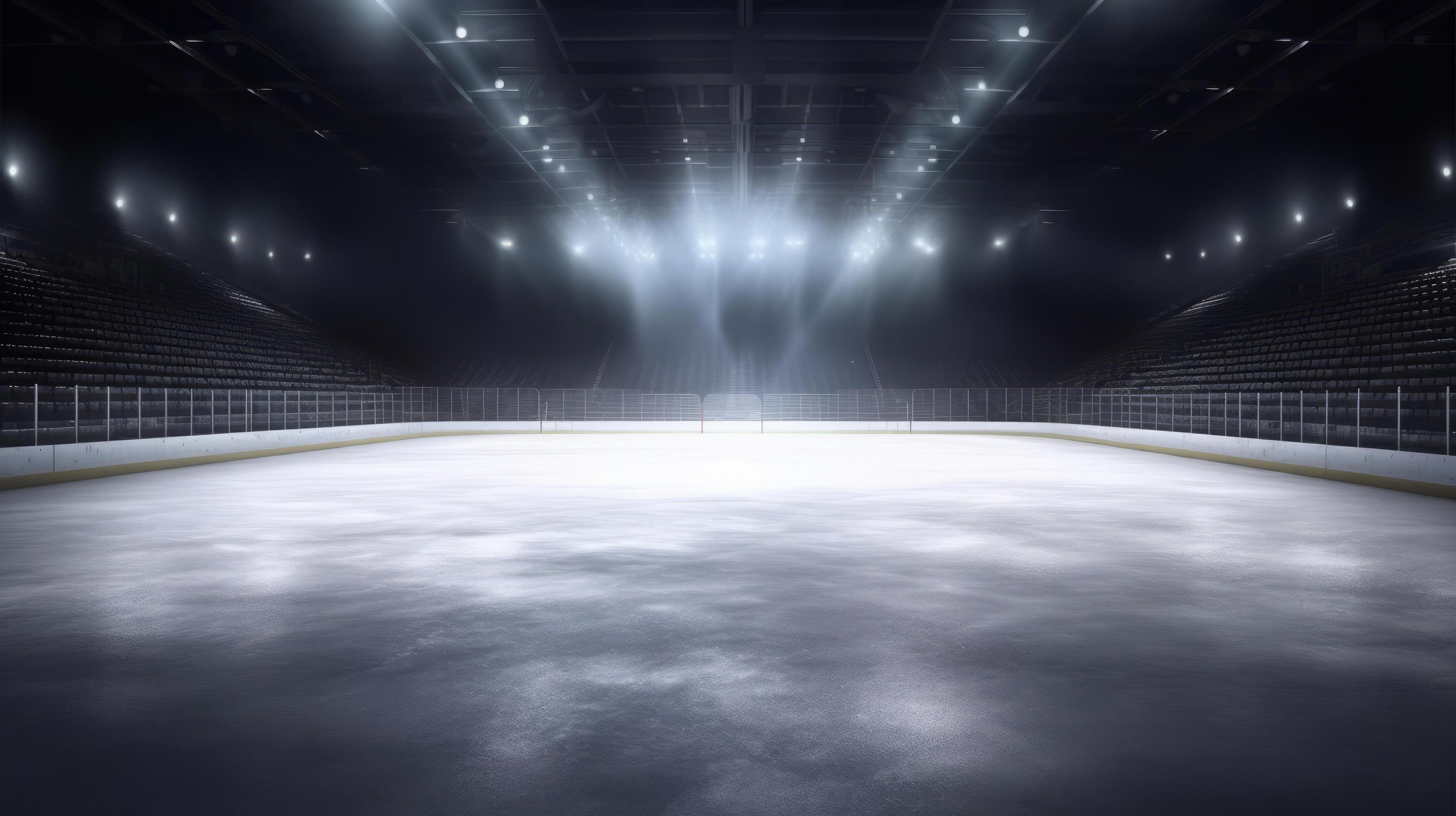 Empty ice rink with lights. Illustration 23577267 Stock Photo at Vecteezy