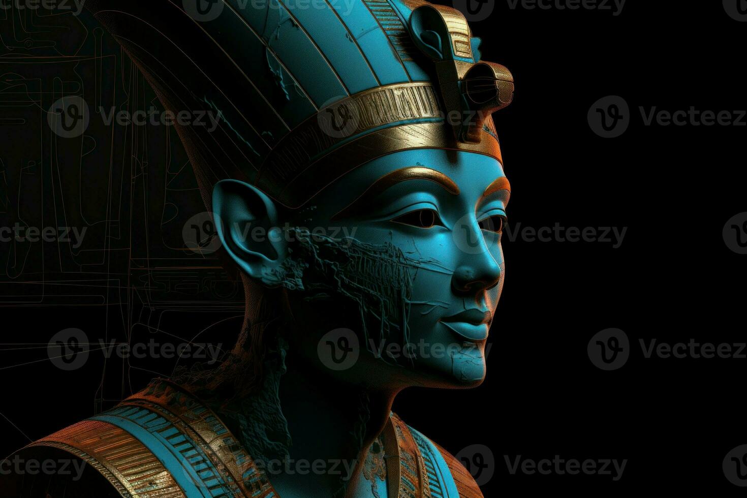 Blue egypt quenn head. Generate Ai photo