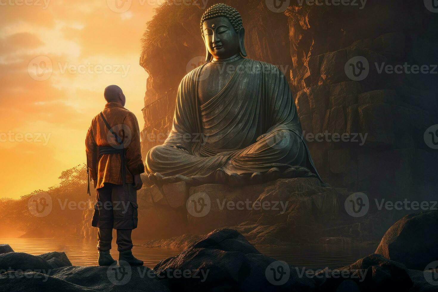 Buddha statue lapanese. Generate Ai photo