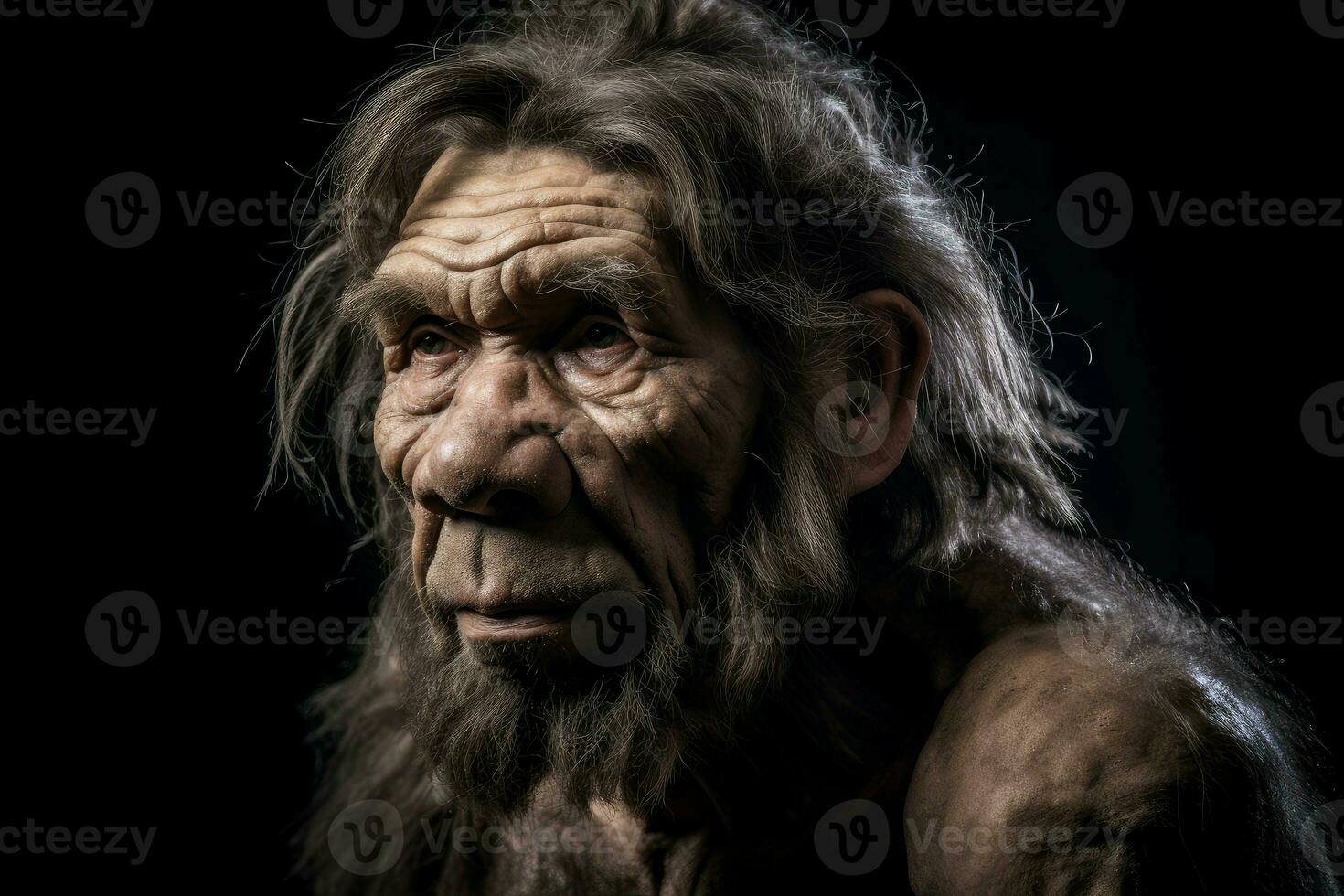 Neanderthal prehistoric caverman rock. Generate Ai photo