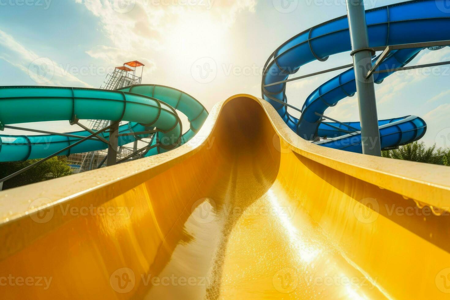 Water park slides. Generate Ai photo