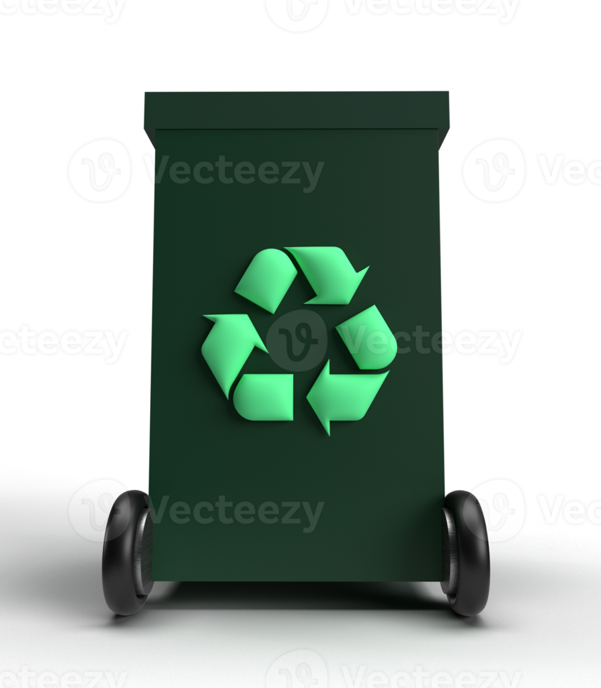 Behälter recyceln Container Müll Müll Abfall Umgebung Recycling Plastik Ökologie Wiederverwendung Grün Farbe sauber Verschmutzung Symbol Verfügung leeren reduzieren Objekt organisch Symbol sich weigern Mülltonne Müll Erde.3d machen png