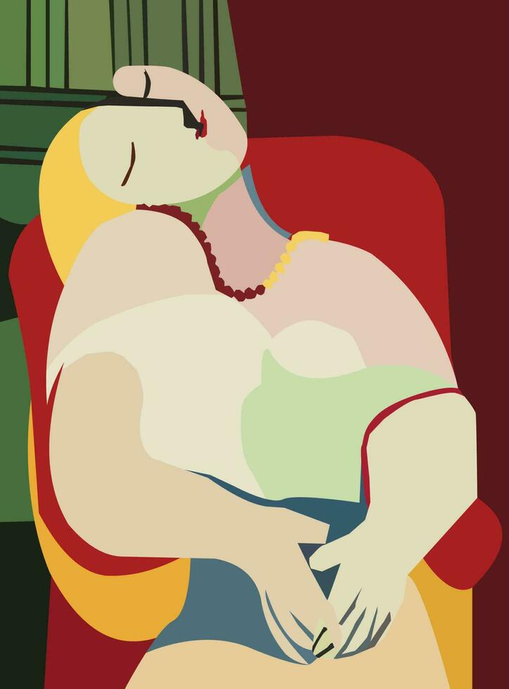The Dream - Le Reve, painting after abstraction, Pablo Picasso vector
