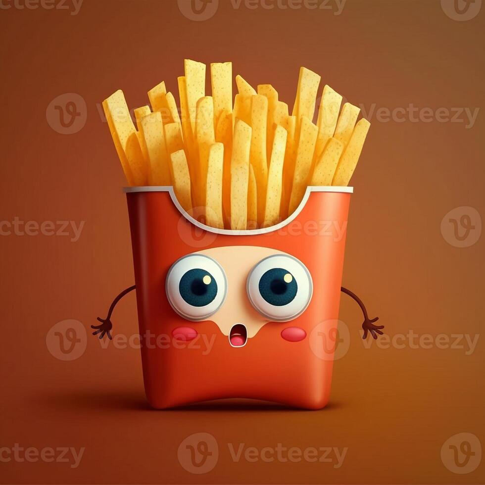 French fries as fast food Charector. photo