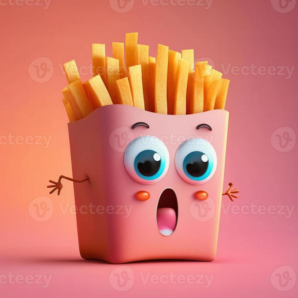 French fries as fast food Charector. photo