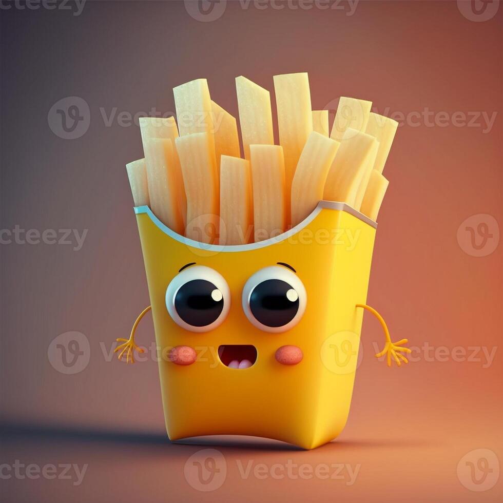 French fries as fast food Charector. photo