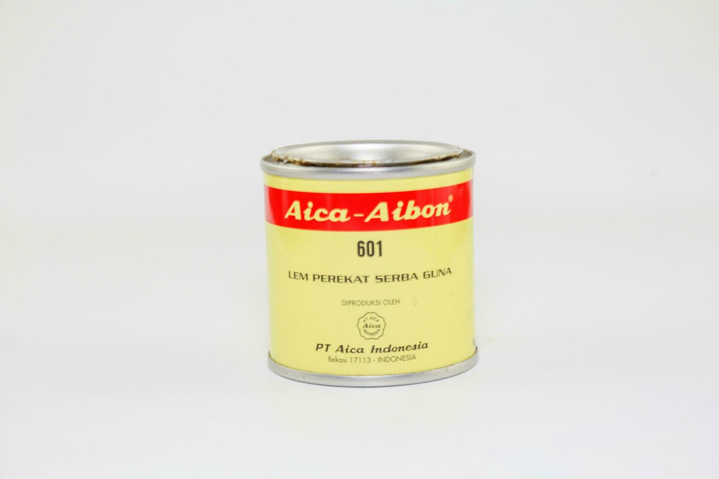 Depok, Indonesian April 25th, 2023 Multi purpose glue Aica Aibon on white Background photo