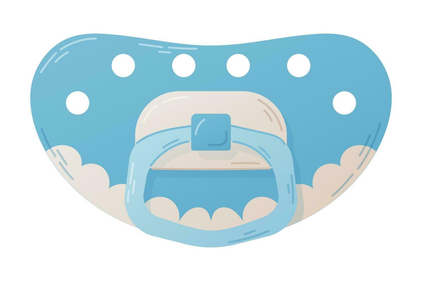 Cartoon baby blue pacifier. Vector isolated flat dummy for sucking.