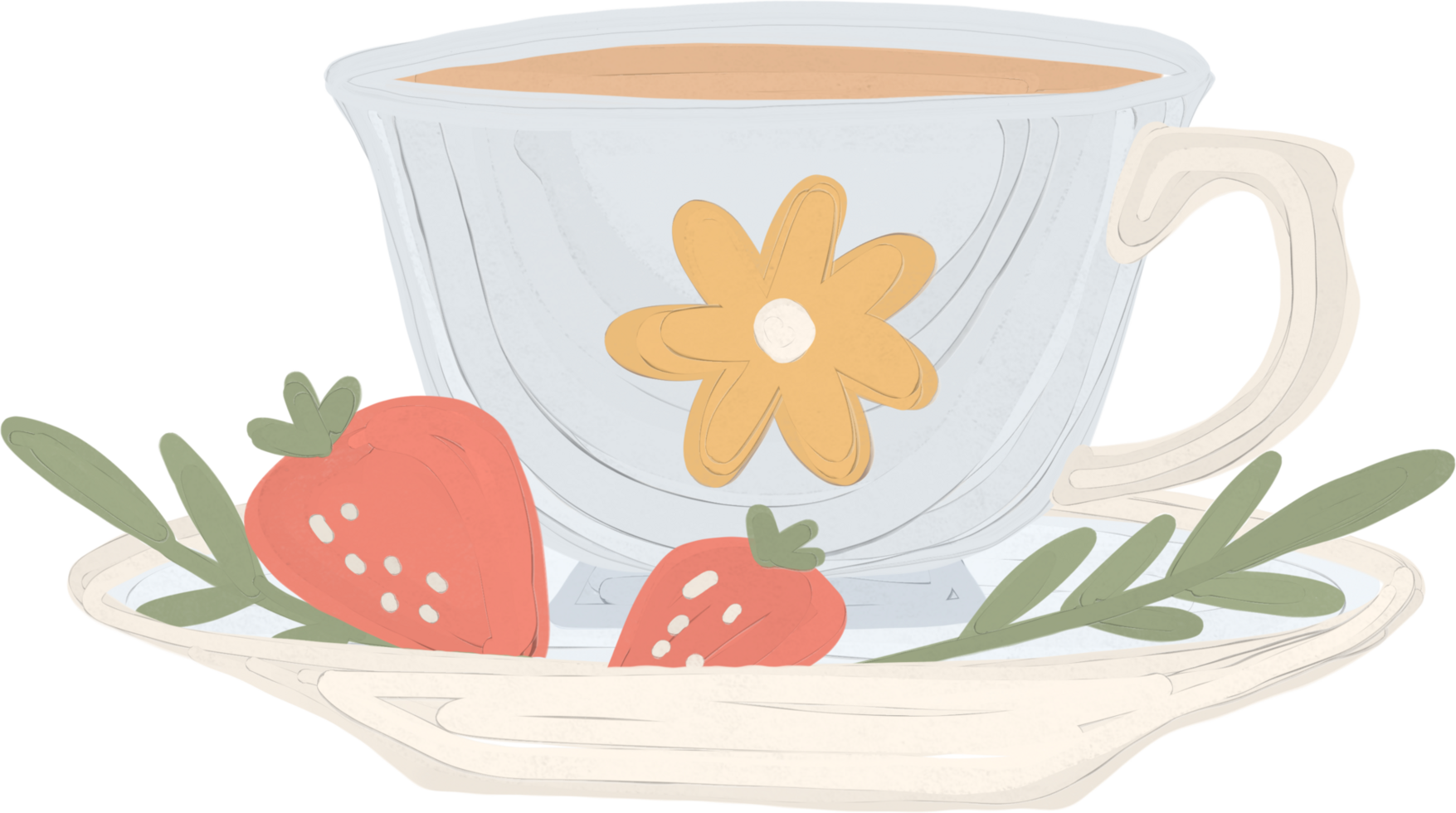 Gouache cup of tea png