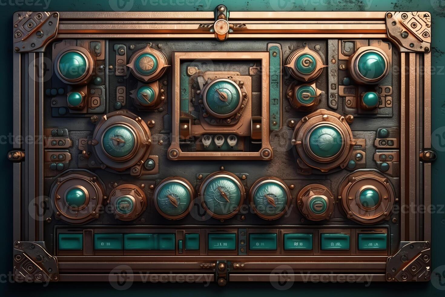 Futuristic biomechanical scifi texture wall panel switches and rivets. photo