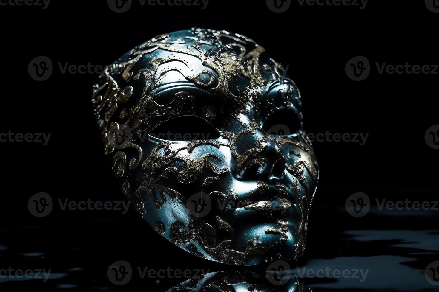 Ventetian mask on a reflective surface high contrast image venetian carnival mask wallpaper pc. photo