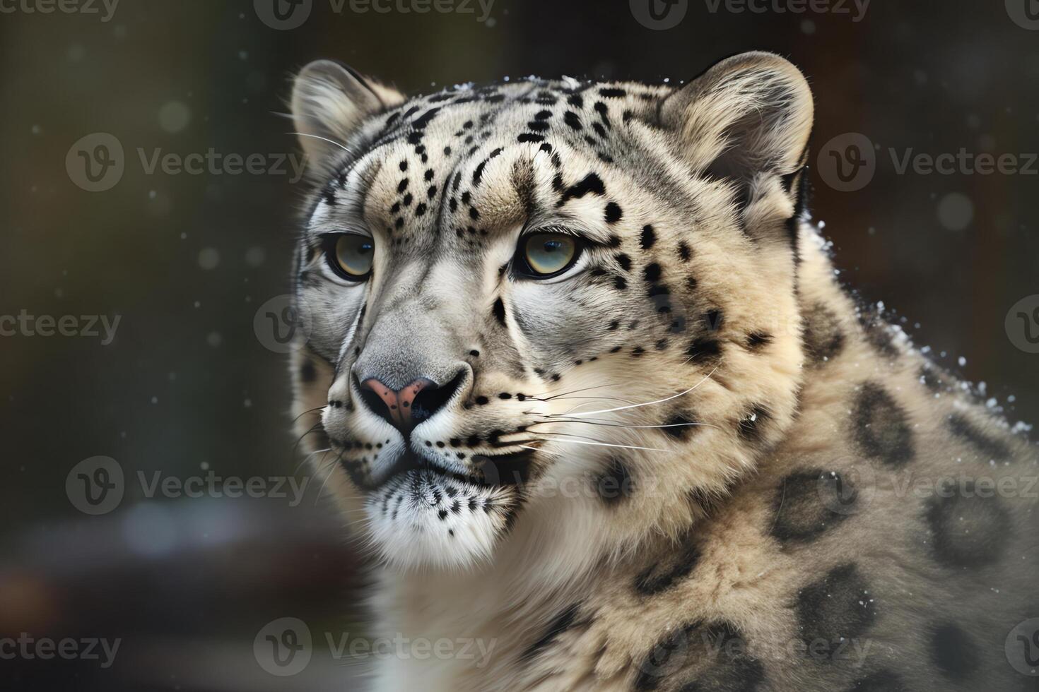 nieve leopardo grande raro gatos en natural medio ambiente ai generado foto