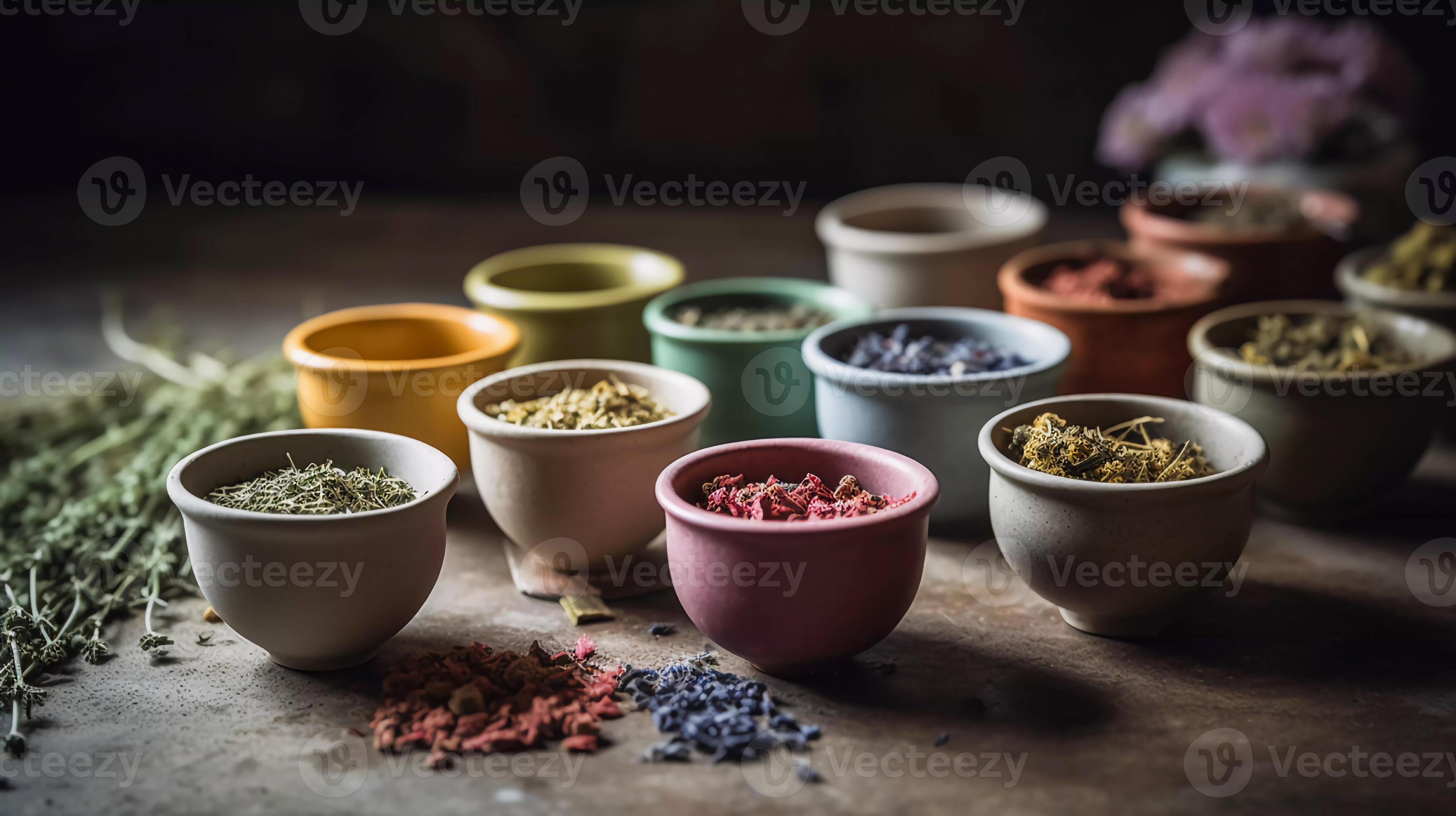 AntioxidantRich Herbal Elixirs, Herbs and Spices Steeping in a Ceramic Teacup during a Morning
