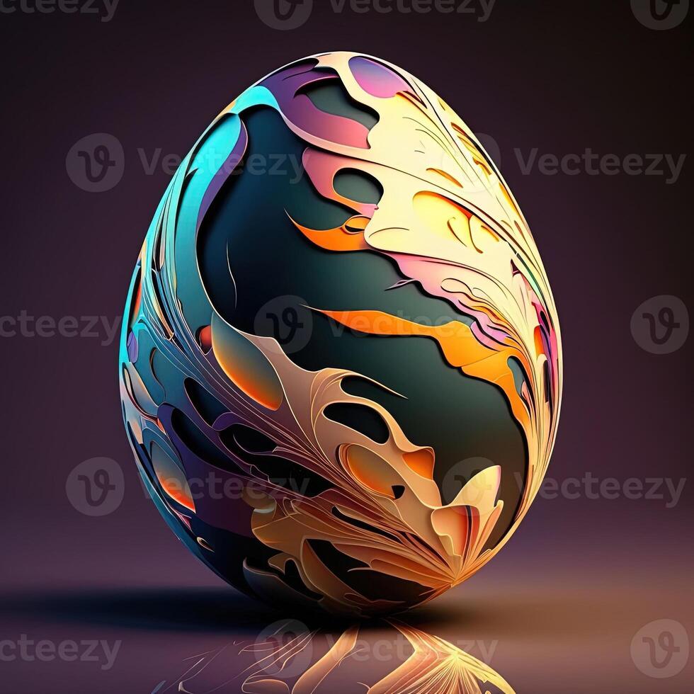 Spring concept Easter eggs iridescent color, lustrous and pearly, giving off a brilliant sheen like an oil slick. Illustration, . Abstract easter egg background for Easter season. photo