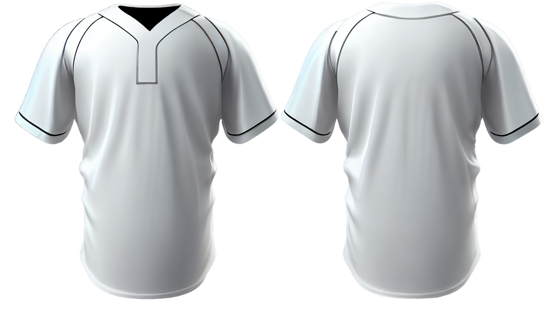 Front back white color Baseball jersey for mens, 3d render, Front and back,  copy space, Generative AI 23578440 PNG