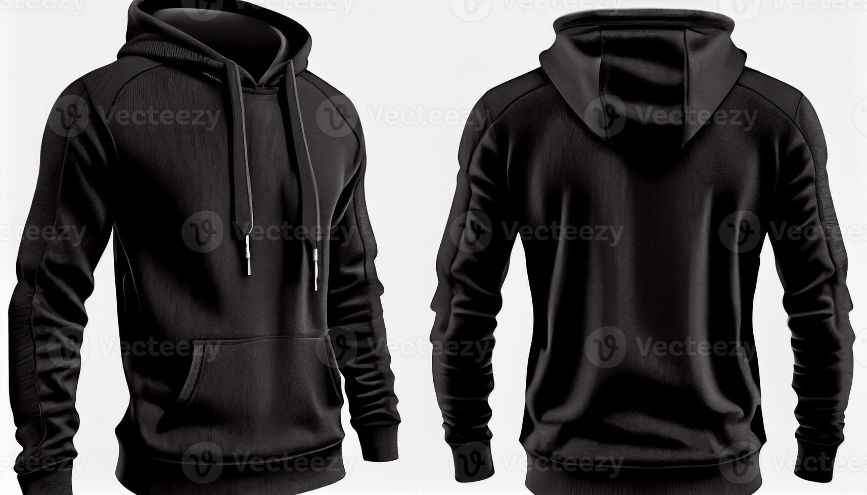 Zip-up Hoodie print mockup, 3d render, Front and back, copy space, photo