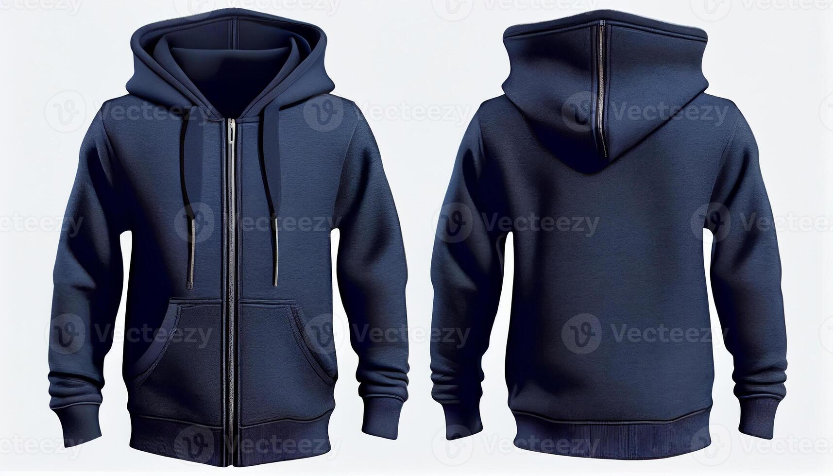 Zip-up Hoodie print mockup, 3d render, Front and back, copy space ...