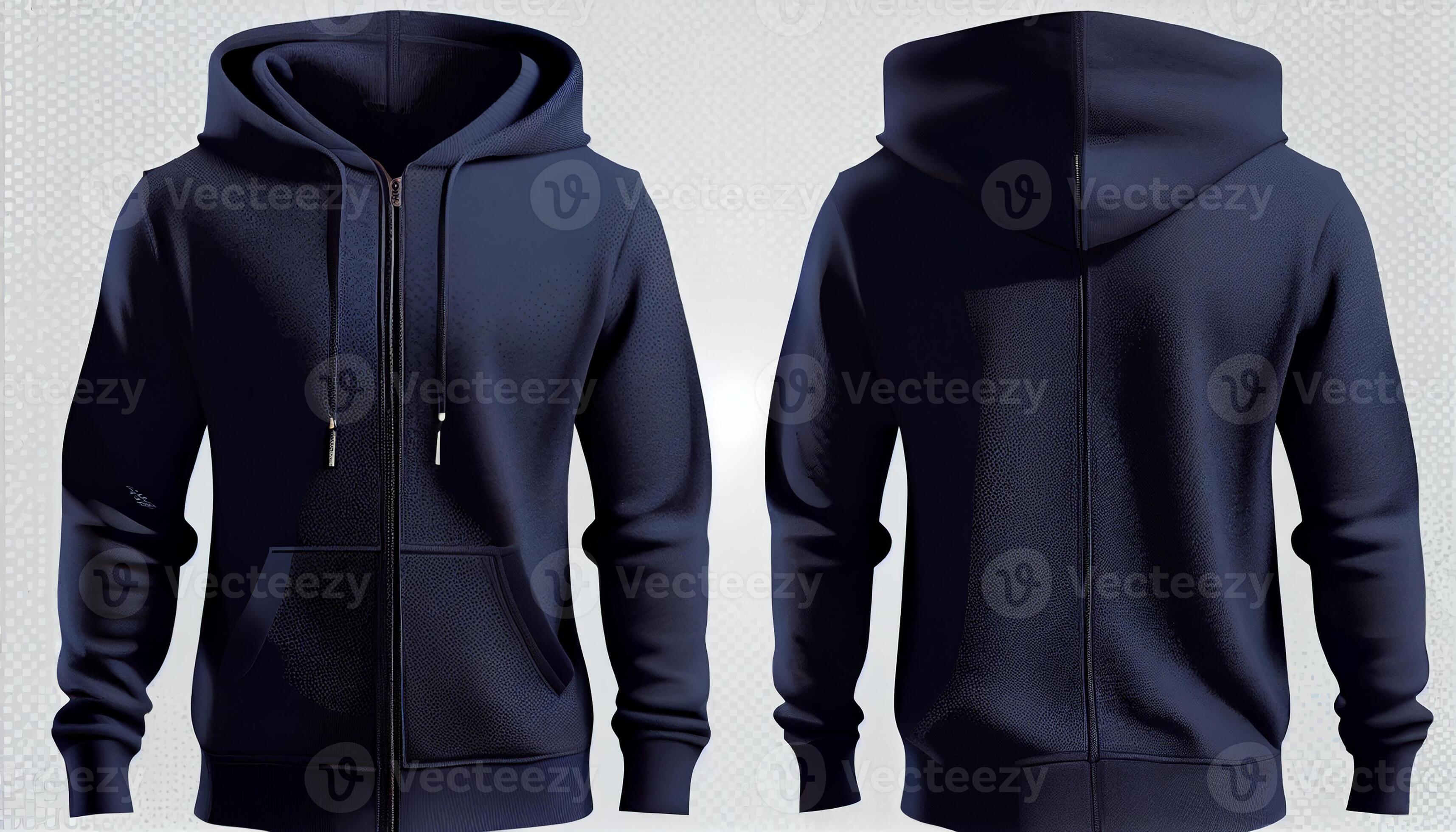 Zip-up Hoodie print mockup, 3d render, Front and back, copy space ...