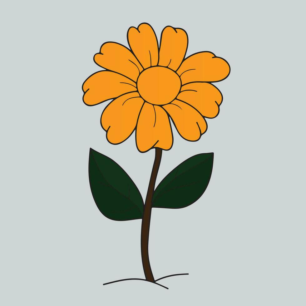 A yellow flower with green leaves vector
