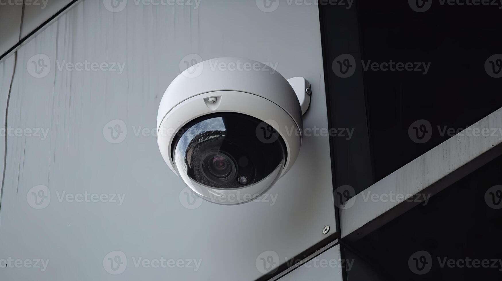 Security camera on progressed building. Able understanding cameras. Creative resource, photo