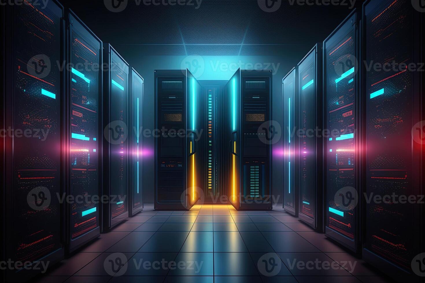 data center room with mainframe storage servers, cloud network concept, hosting databases and internet, Modern Telecommunications, Artificial Intelligence,server room photo
