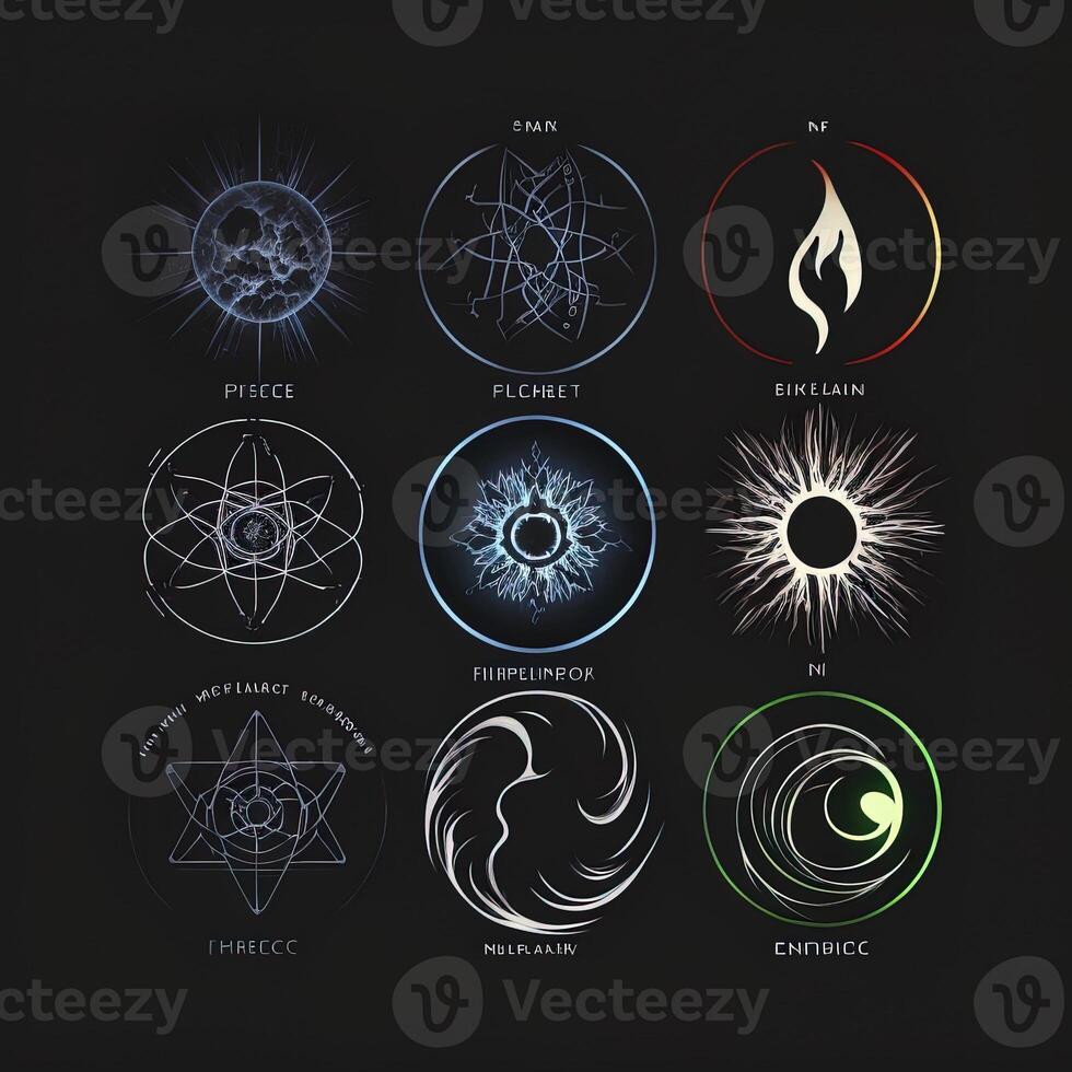 energetics symbols minimalist, mystical scientific graph Perfect for web designers, publishers, and content creators. photo