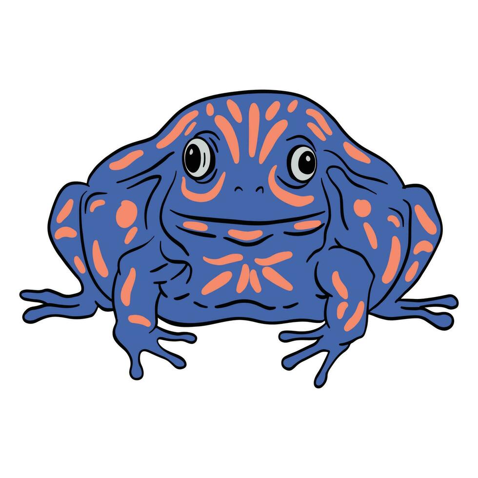 azul ranas con naranja modelo ,bien para gráfico diseño recursos, carteles, pancartas, plantillas, huellas dactilares, colorante libros y más. vector