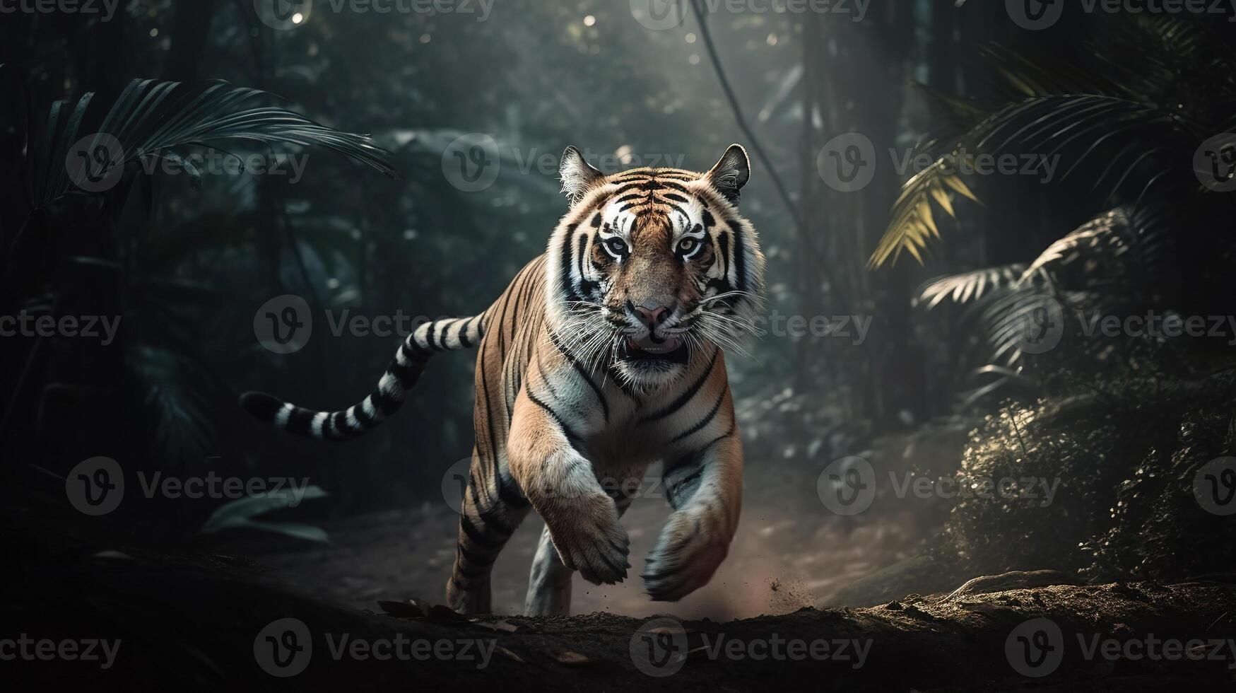 Majestic Tiger in Leap. photo