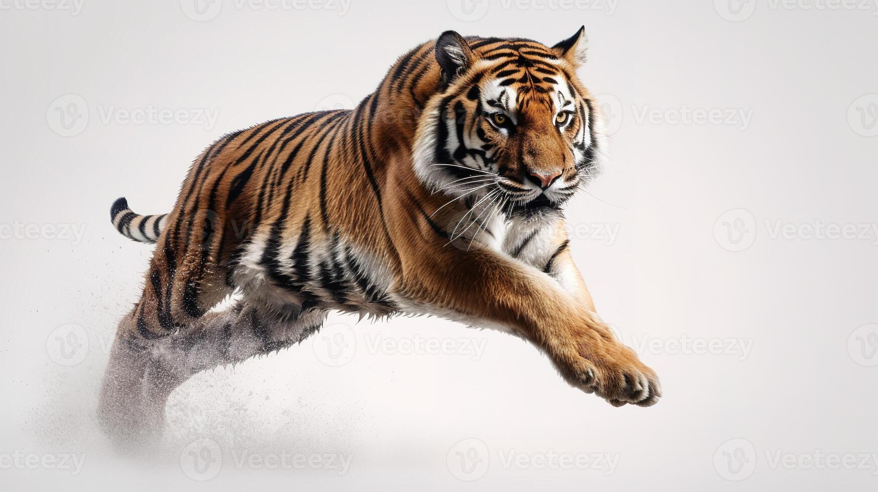 majestuoso Tigre en salto. generativo ai foto