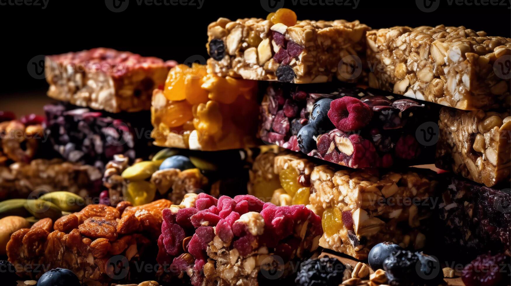 Nutrient-Rich Fuel Crafting Homemade Energy Bars, nutrient-dense snack bars arranged artistically photo