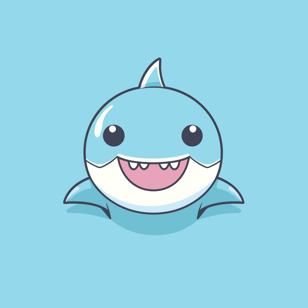 99 - 211Cute kawaii shark chibi  mascot vector cartoon style