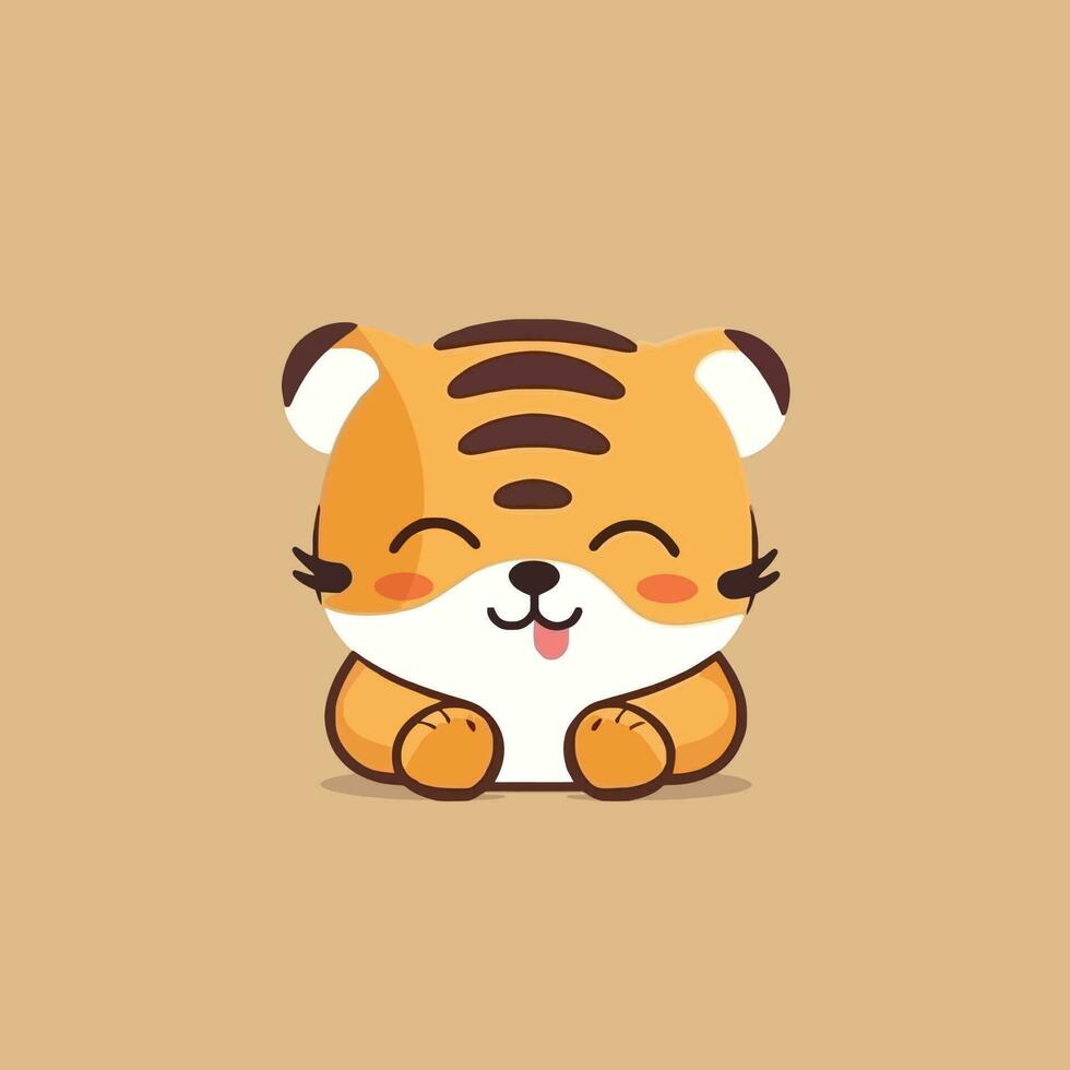 99 - 249Cute kawaii tiger chibi mascot vector cartoon style
