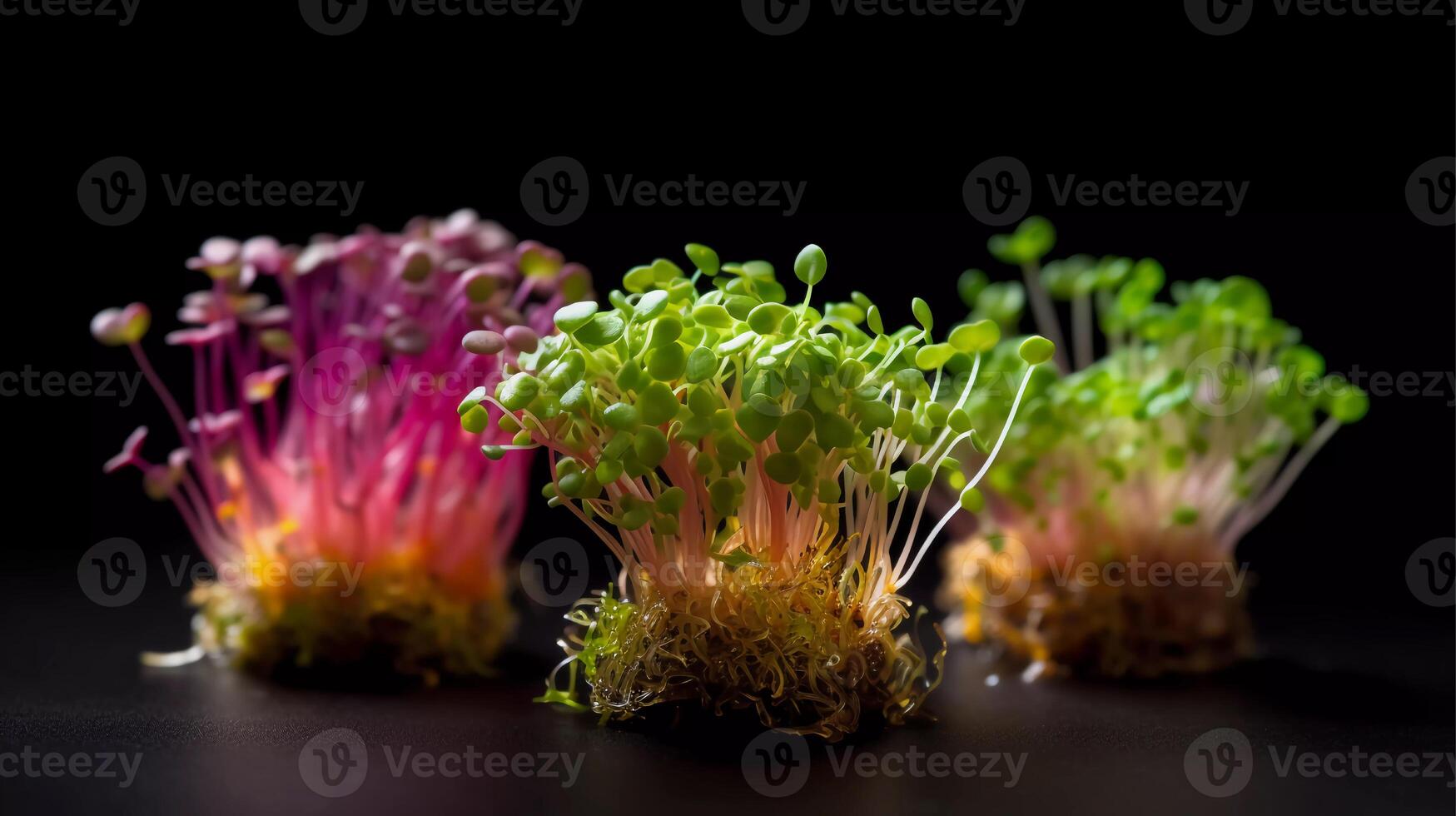 Savor the Sprout A Delectable Image of a Nutritious Meal Featuring Alfalfa, Broccoli, and Radish Sprouts photo