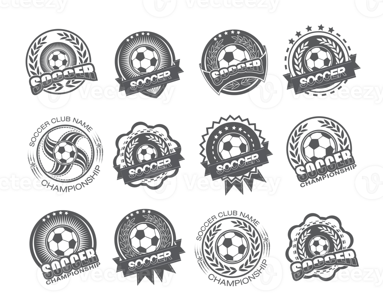 Illustration of soccer label set.Soccer attack concept png