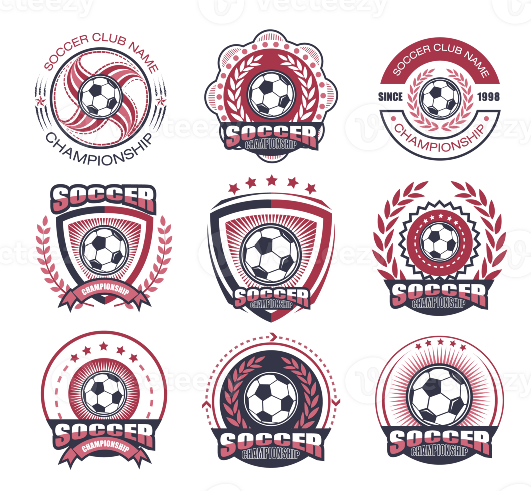 verzameling van voetbal logo set.voetbal aanval concept png