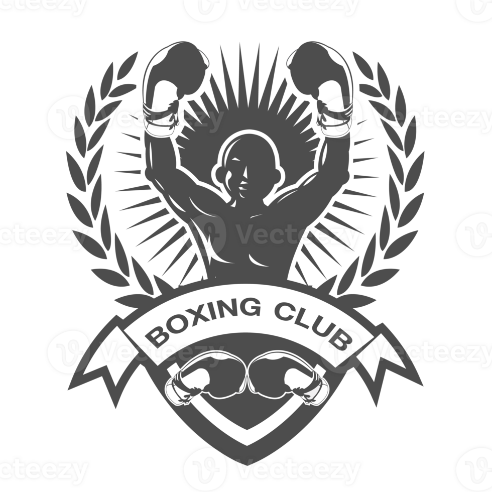 Black and white boxing logo.It's for winner concept png