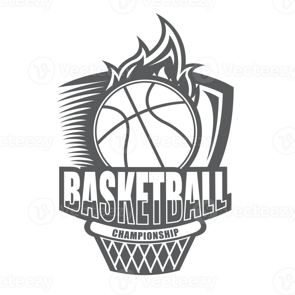 Illustration of black and white modern basketball logo.It's for attack concept png