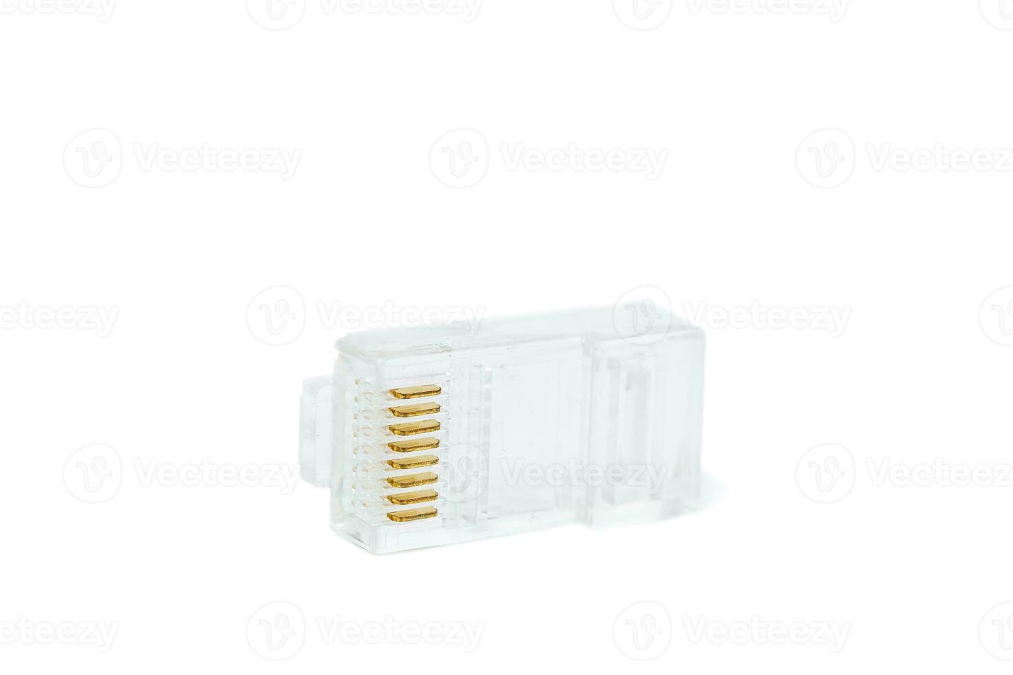 conector rg-45 en blanco fondo, aislado, de cerca foto