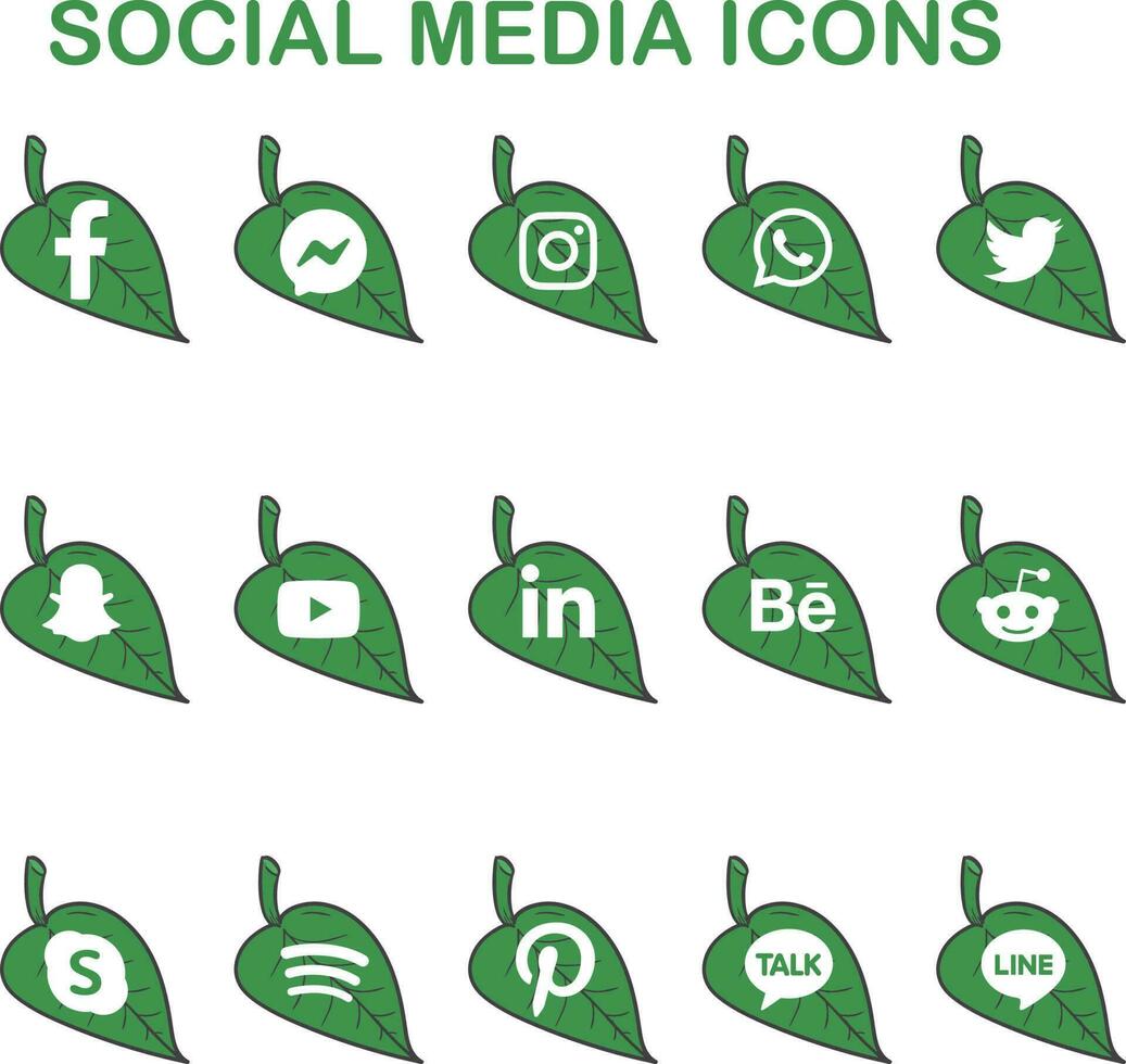 social media icons - leaf social media icons vector