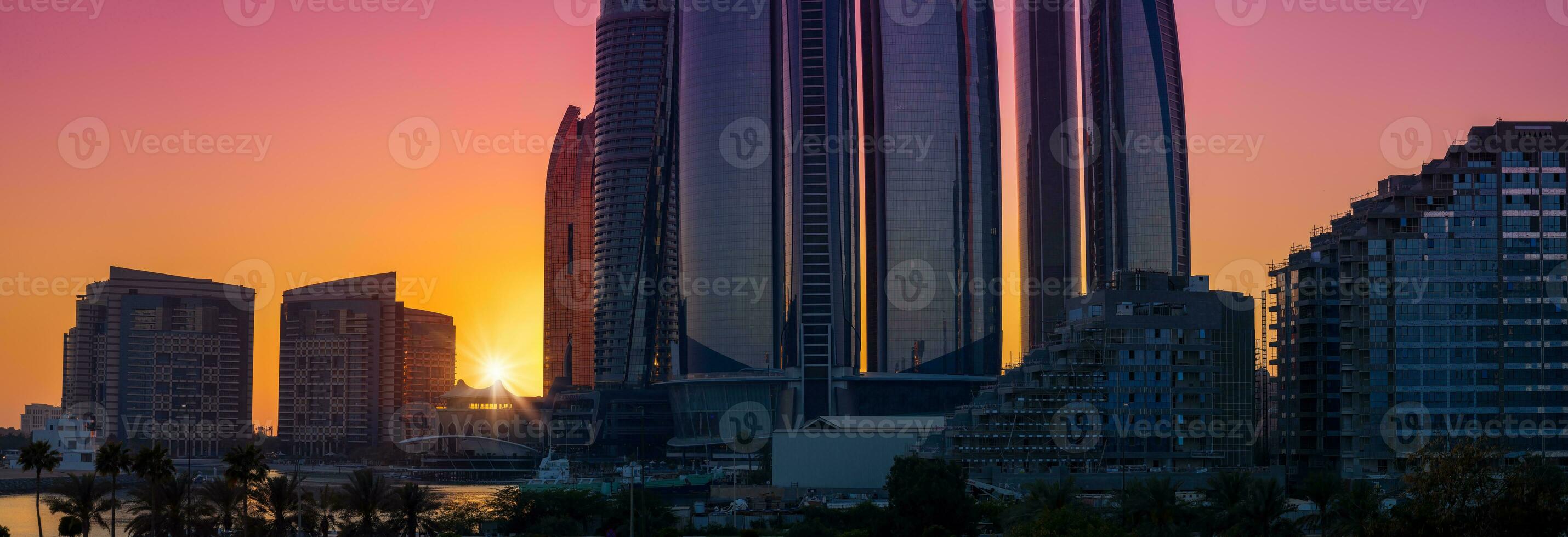 UAE, United Arab Emirates, Abu Dhabi downtown panorama and financial center skyline photo