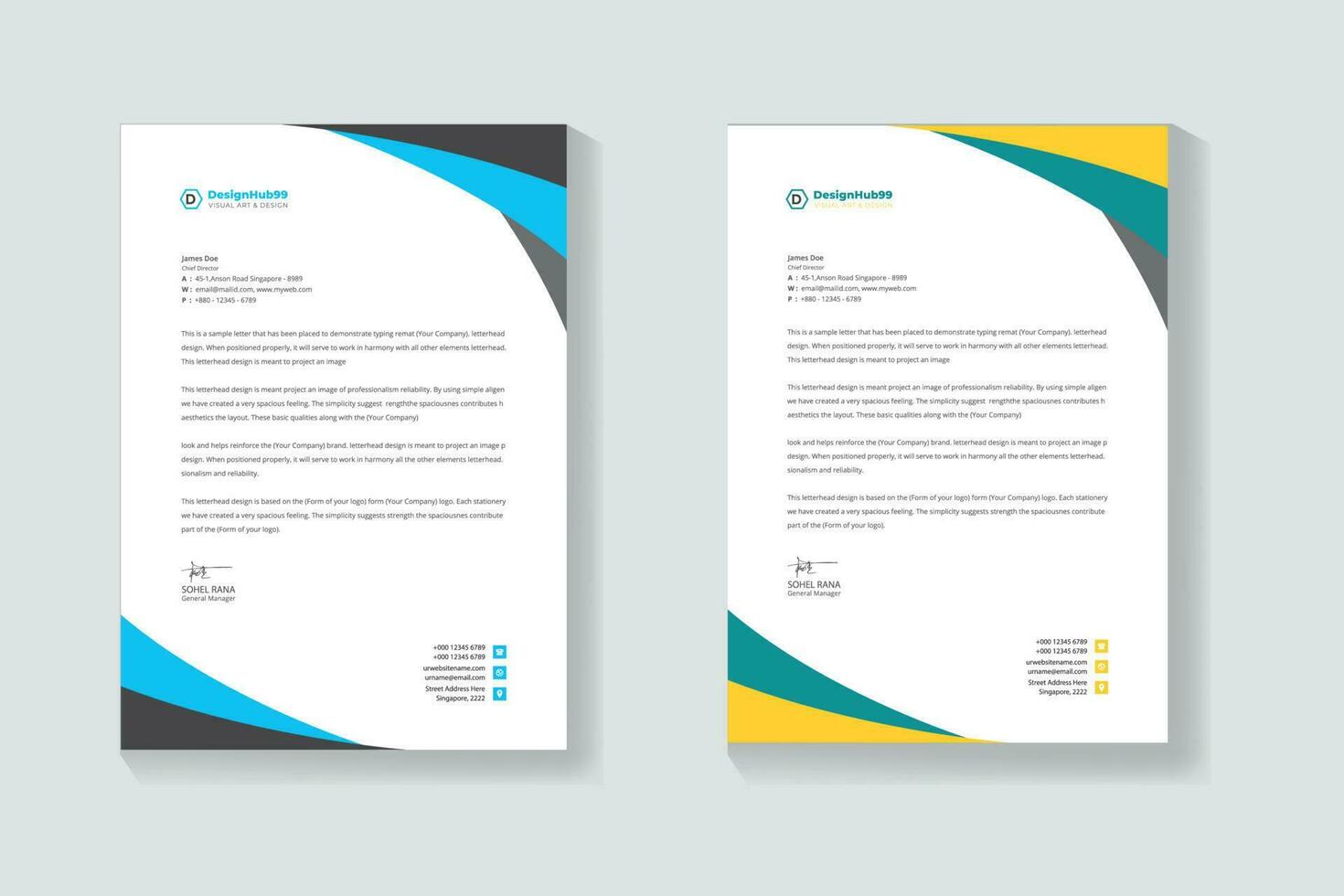 creative modern letterhead design template vector