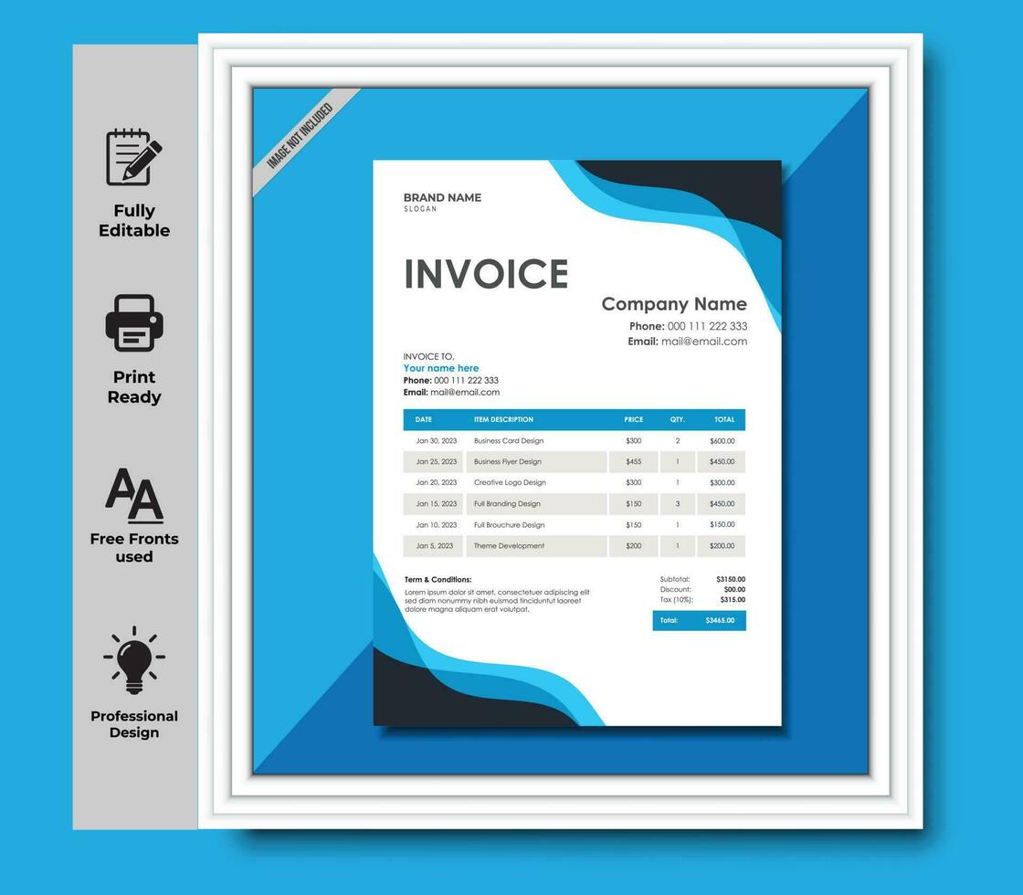 Minimal Corporate Business Invoice design template vector illustration